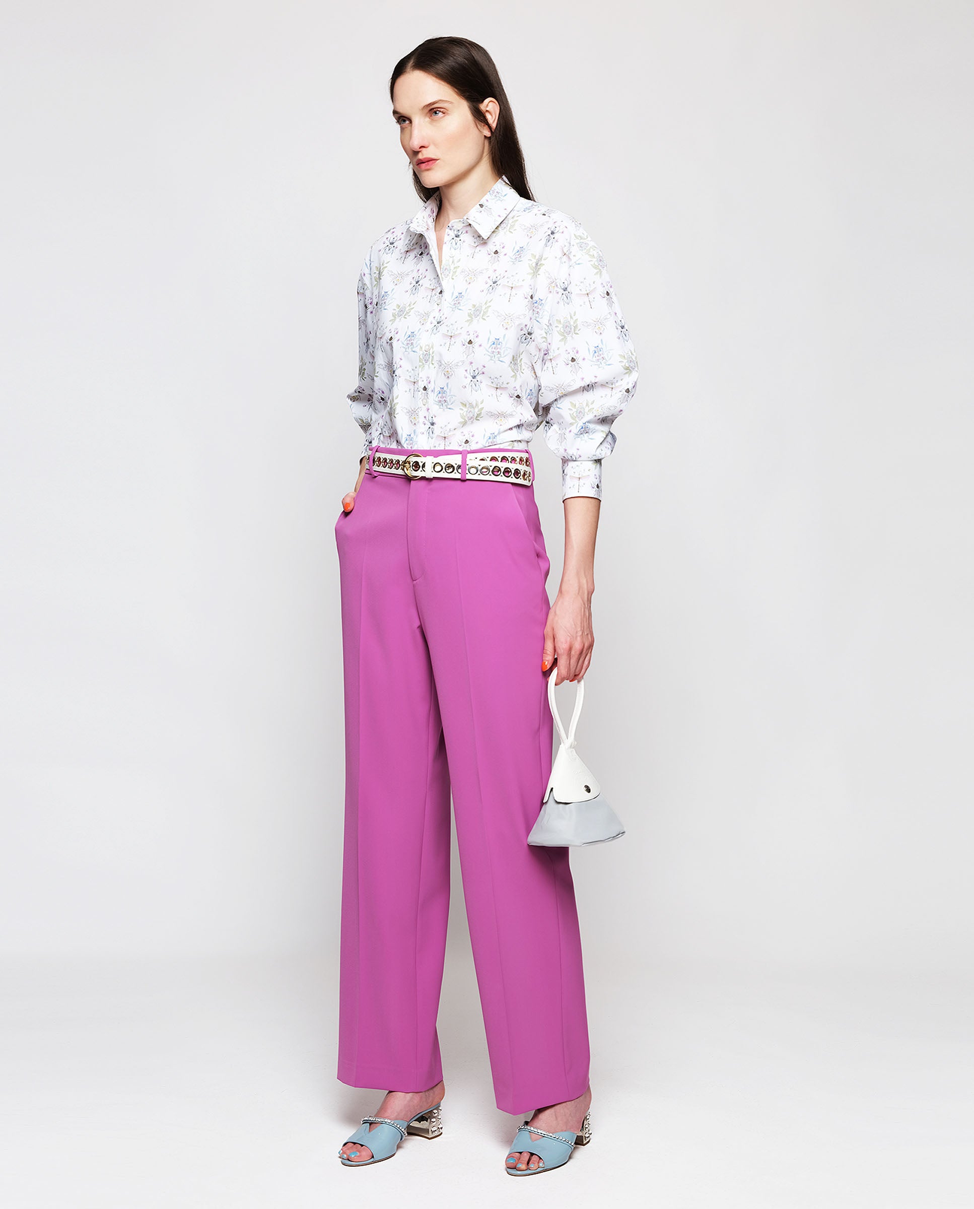 Purple crepe trousers by MIRTO