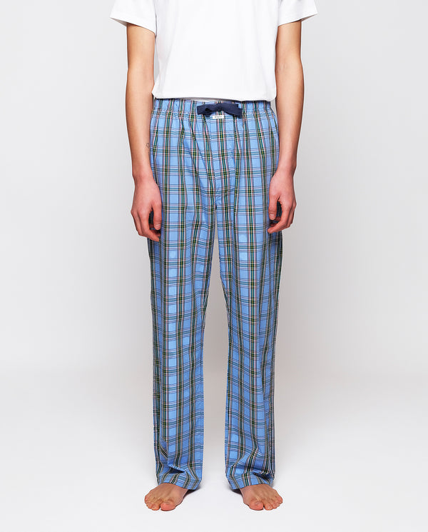 Light blue & green plaid long pajama pants