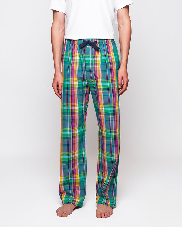 Multicolor plaid long pajama pants