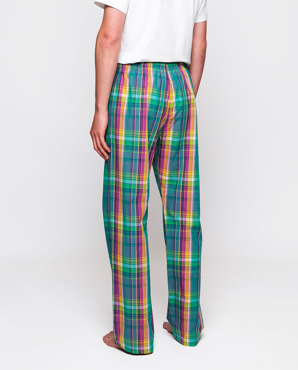 Multicolor plaid long pajama pants