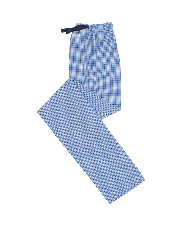 Blue tones plaid long pajama pants by MIRTO