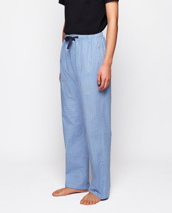 Blue tones plaid long pajama pants