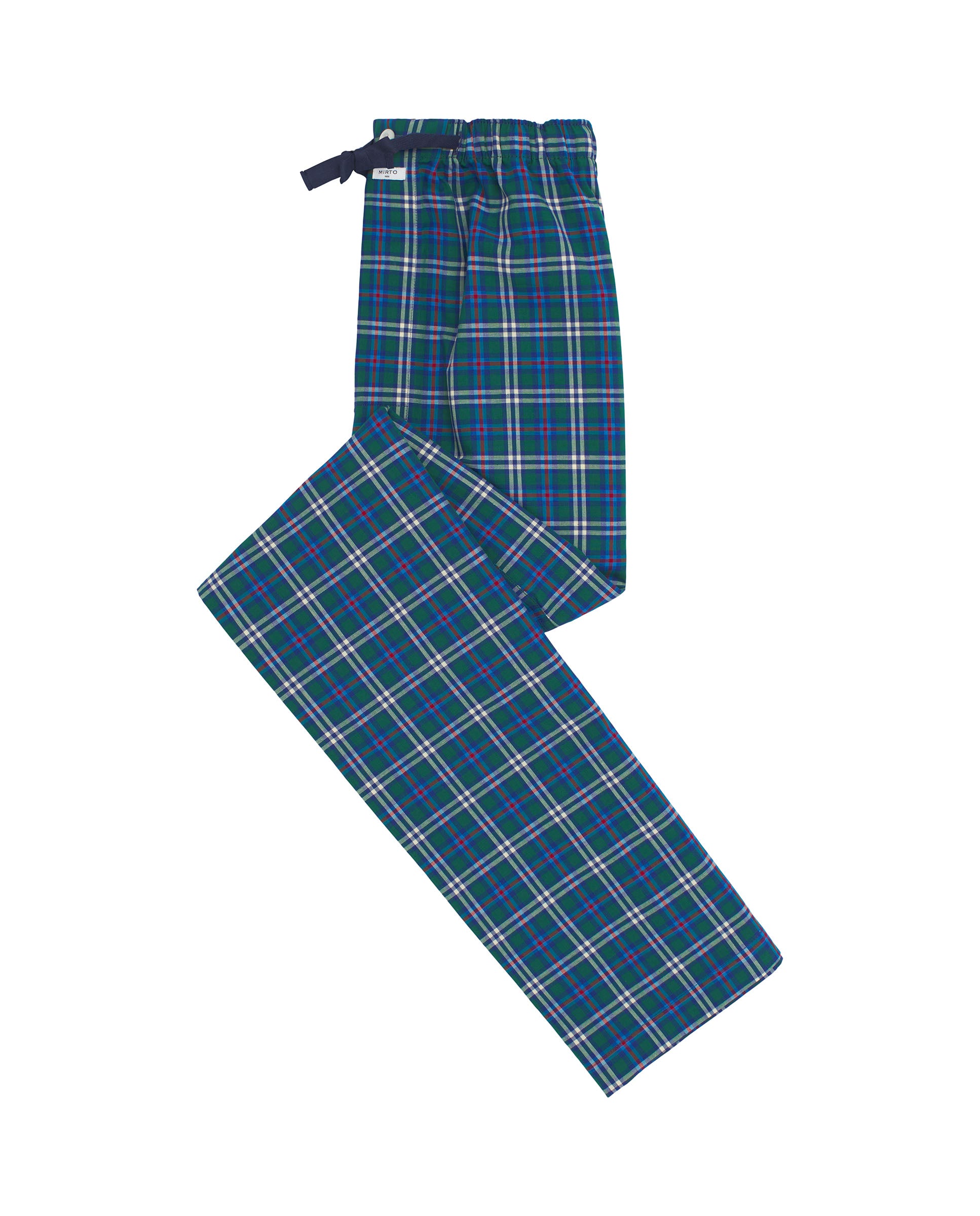 Blue long pajama pants with multicolor plaid by MI