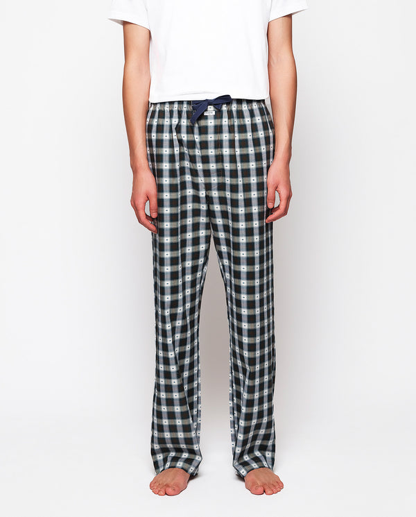 Blue tones plaid long pajama pants by MIRTO