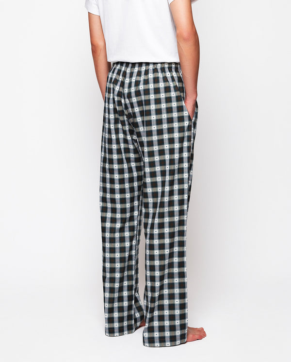 Blue tones plaid long pajama pants by MIRTO