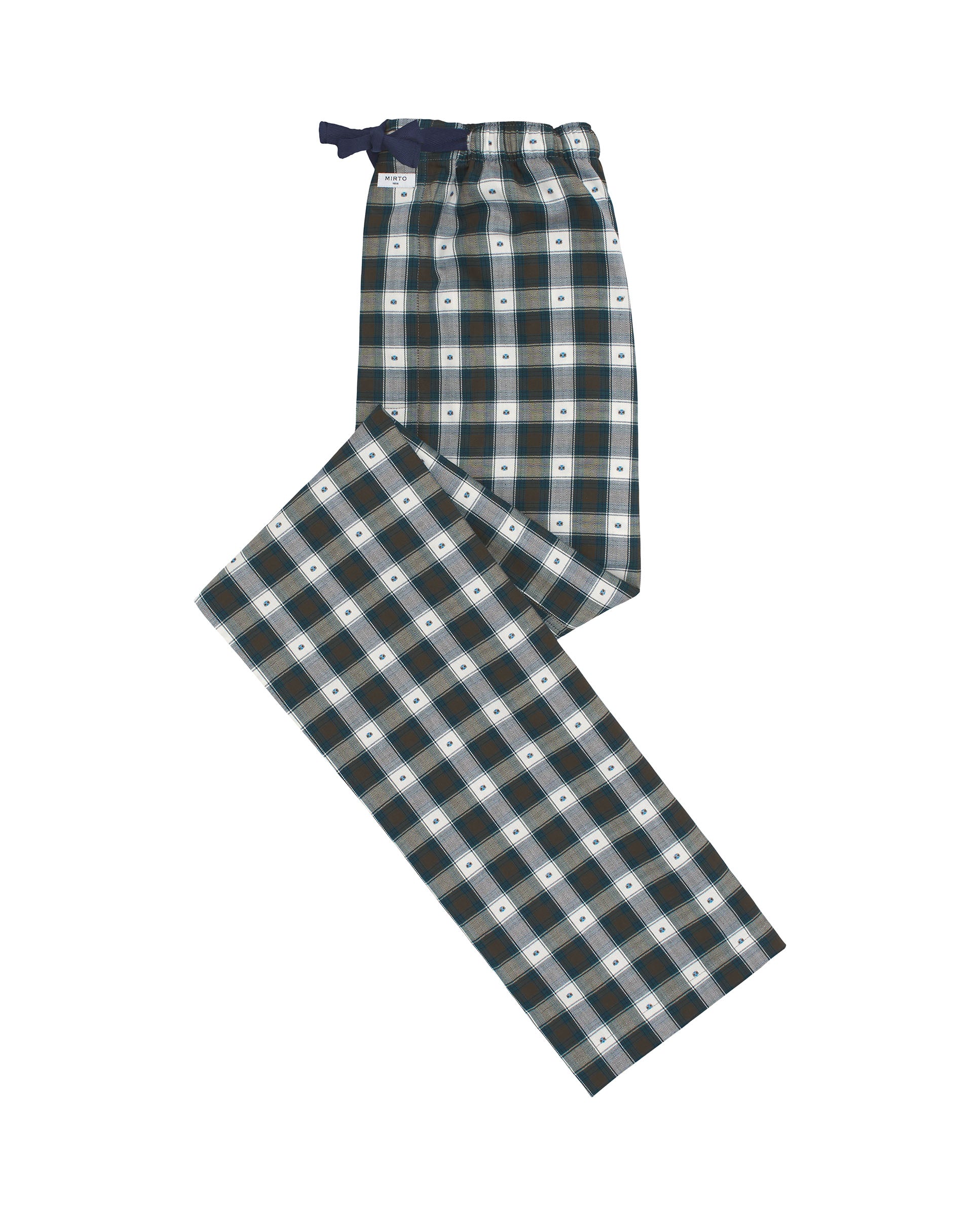 Blue tones plaid long pajama pants by MIRTO