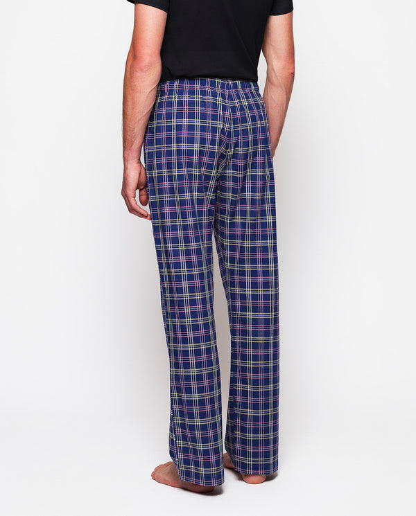 Navy blue plaid long pajama pants by MIRTO