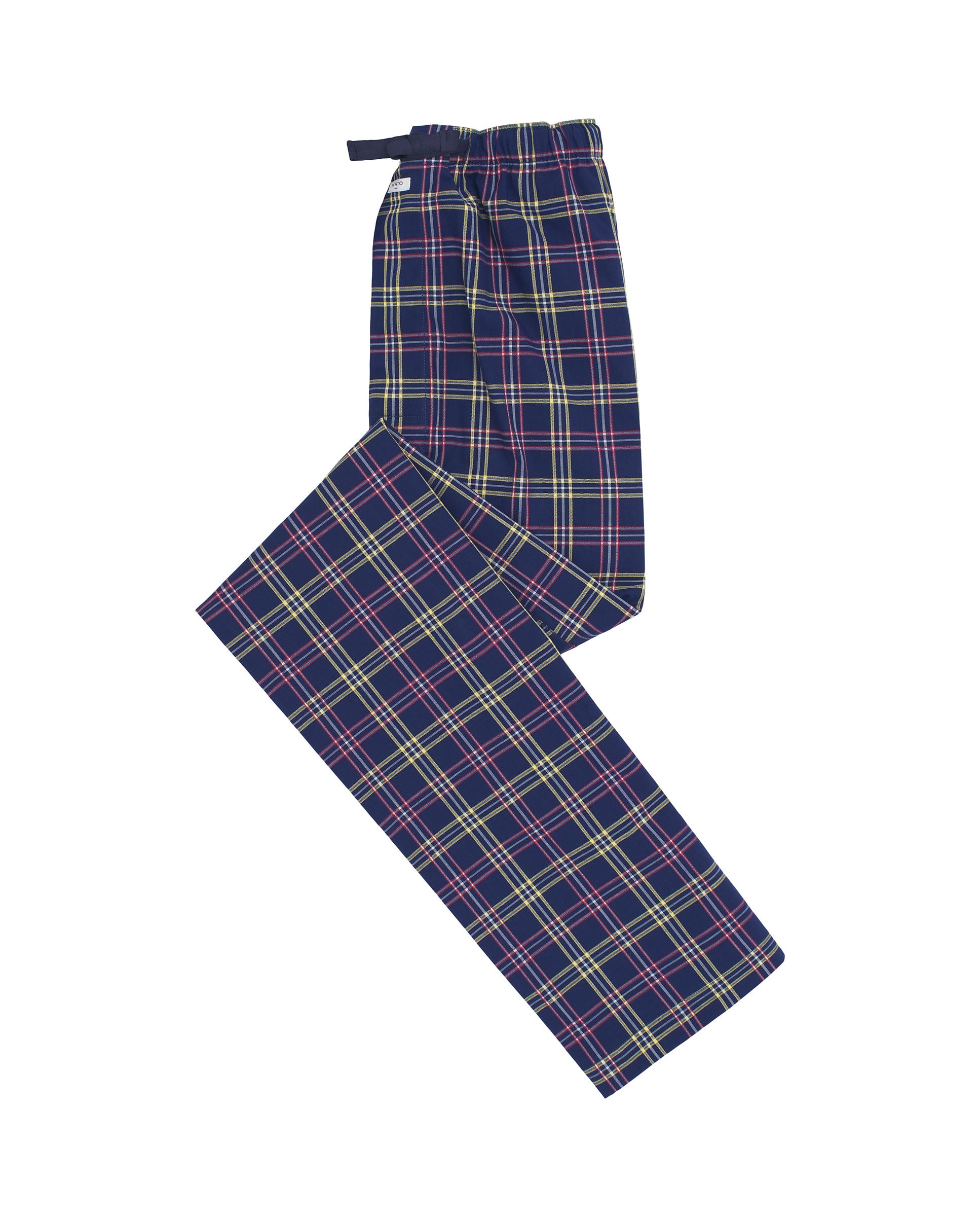 Navy blue plaid long pajama pants by MIRTO