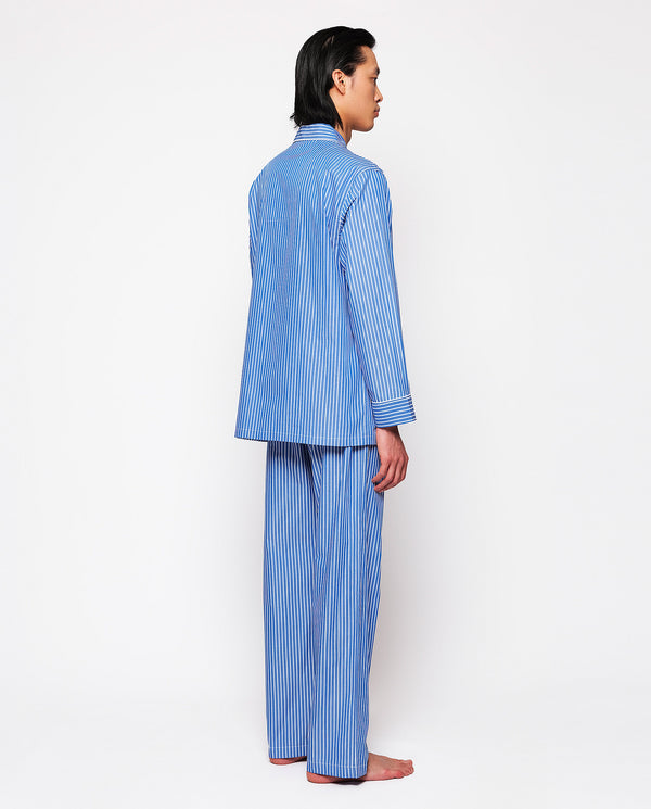 Blue long pajamas with white stripes by MIRTO