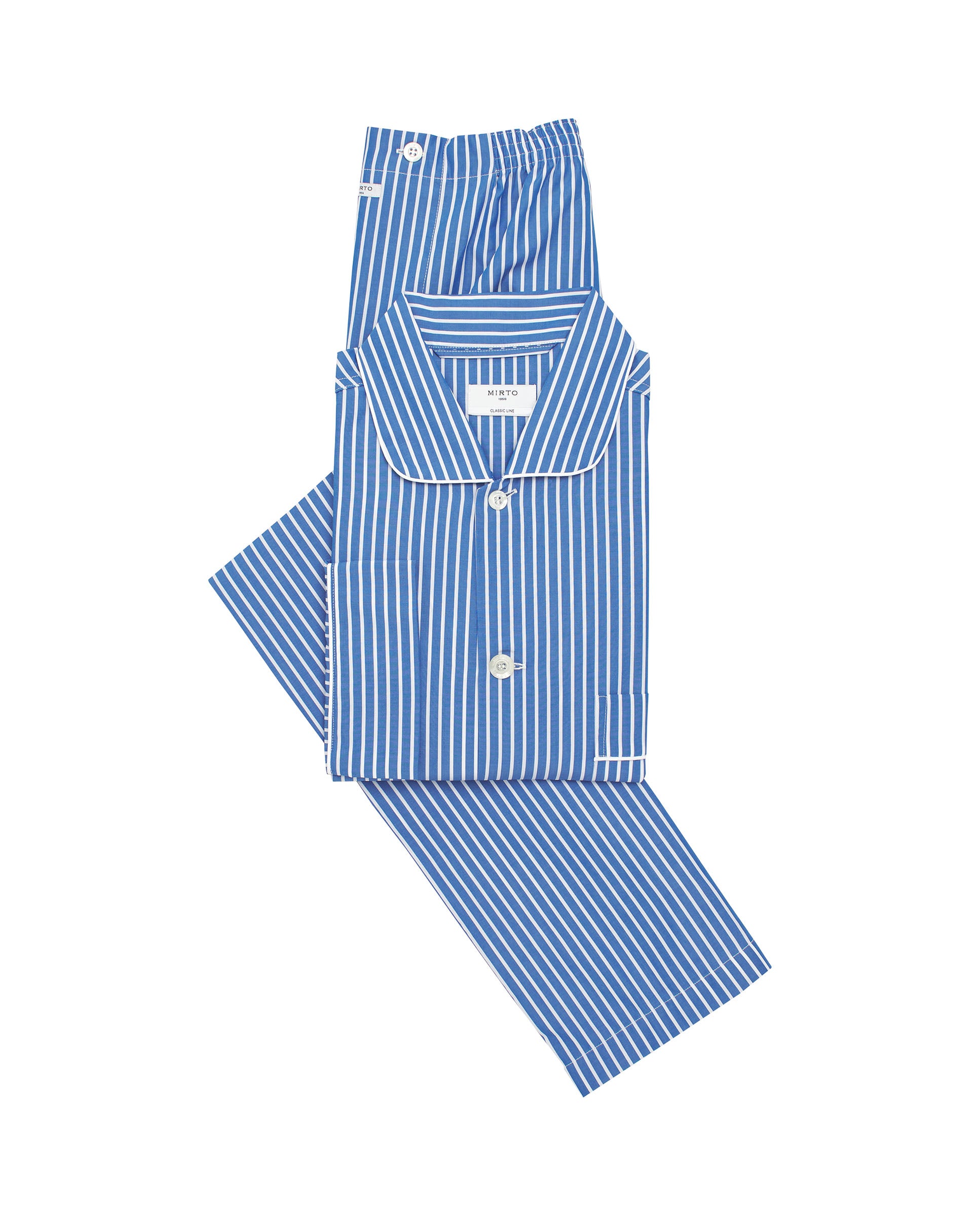 Blue long pajamas with white stripes by MIRTO