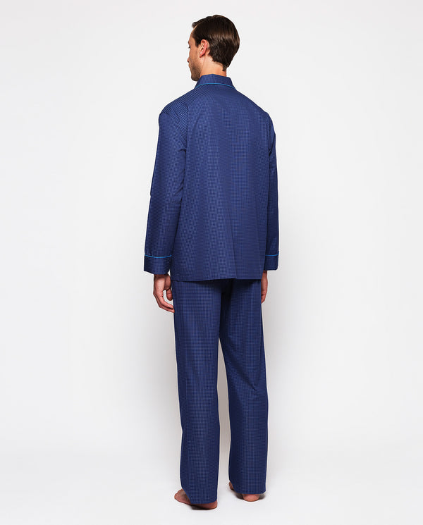 Blue jacquard long pajamas by MIRTO