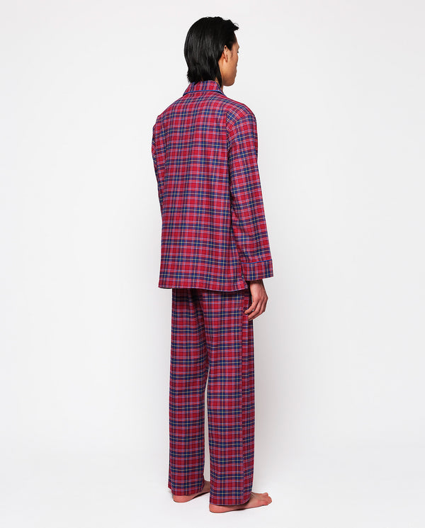 Red flannel tartan plaid long pajamas by MIRTO