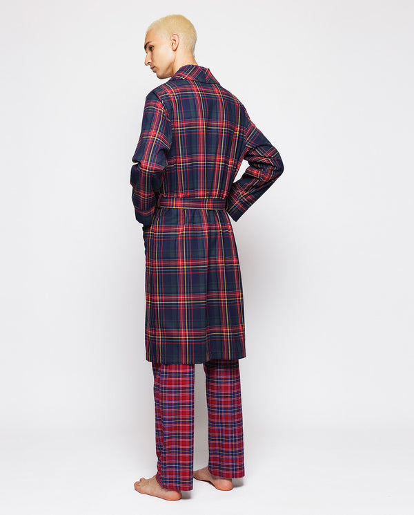 Multicolor flannel tartan plaid dressing gown by M