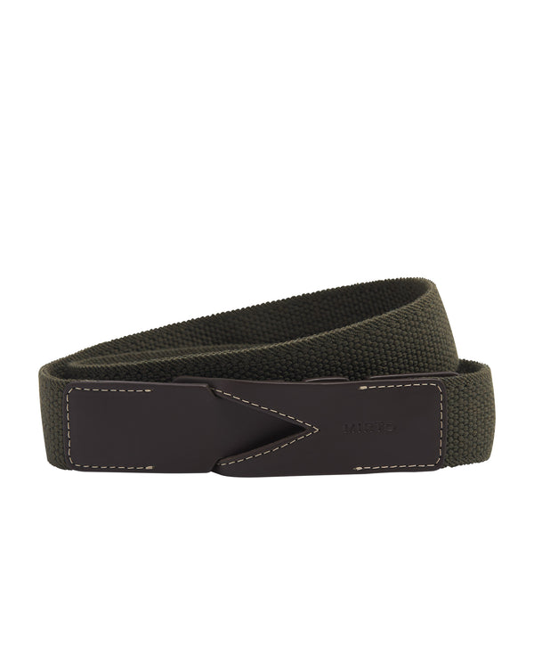 Green elastic canvas belt without buckle