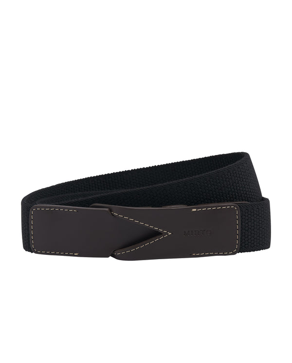 Black elastic canvas belt without buckle