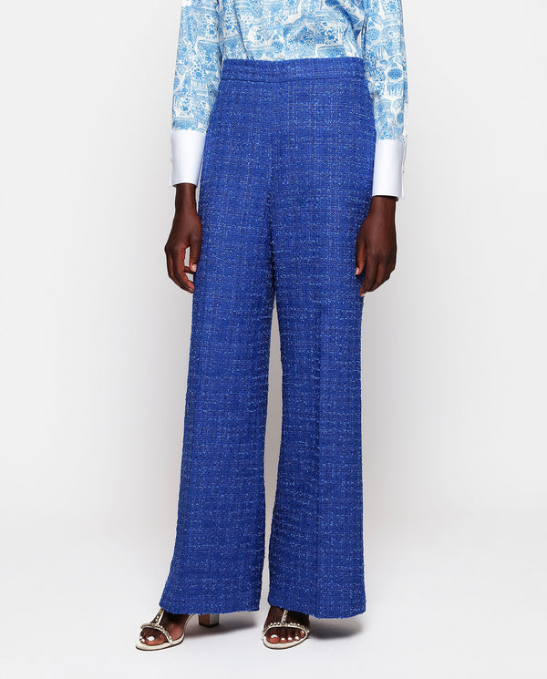 Blue luminous tweed trousers by MIRTO