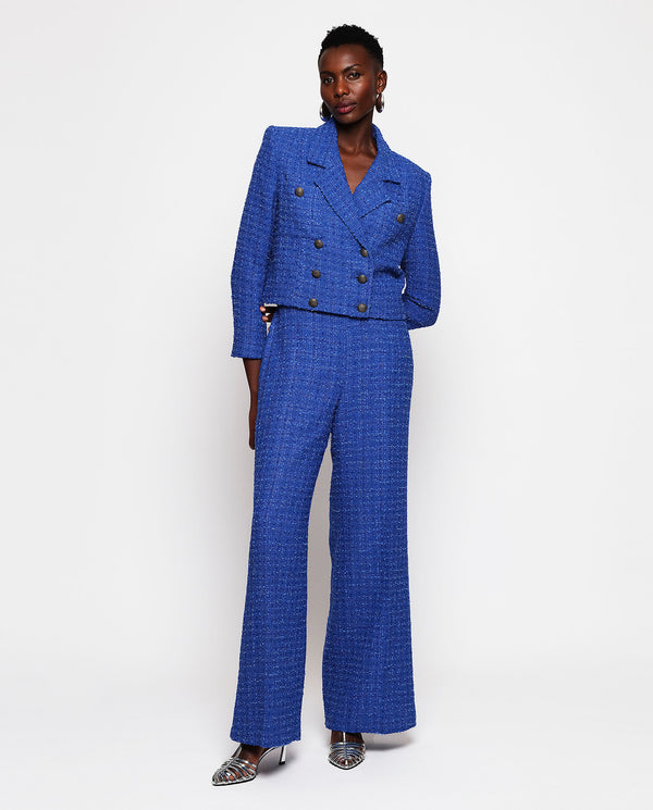 Blue luminous tweed trousers by MIRTO