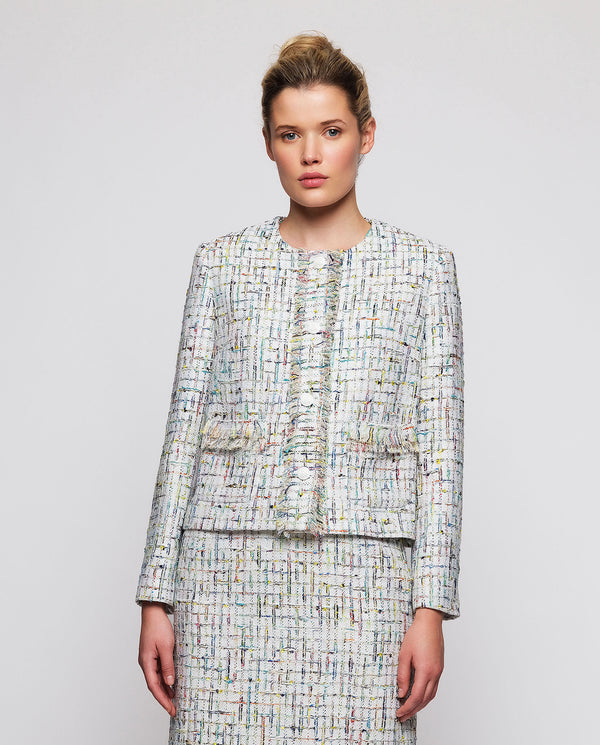 Multicolor cotton tweed short jacket by MIRTO