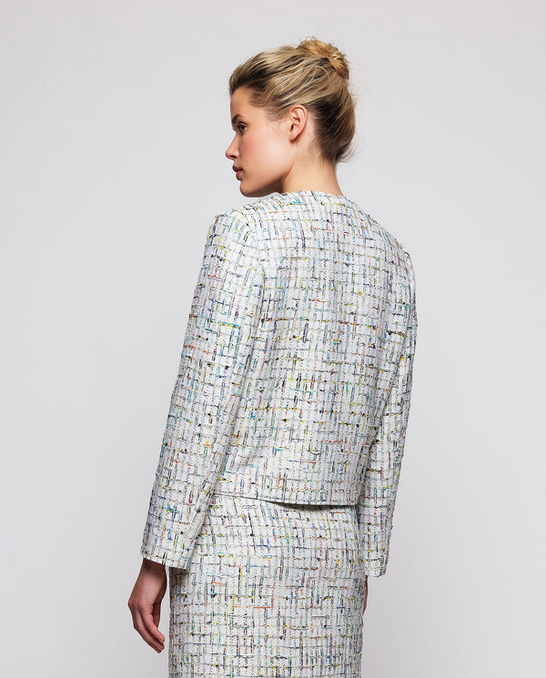 Multicolor cotton tweed short jacket by MIRTO