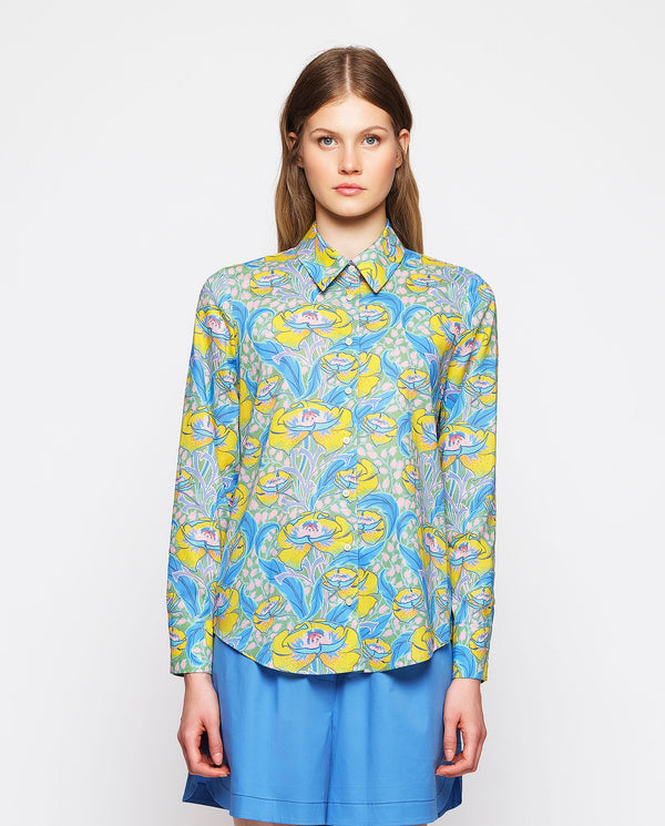 Blue stretch cotton shirt by MIRTO