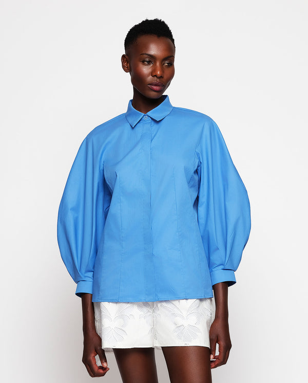 Blue stretch cotton shirt by MIRTO