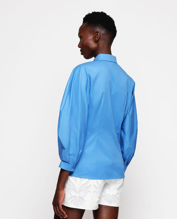 Blue stretch cotton shirt by MIRTO