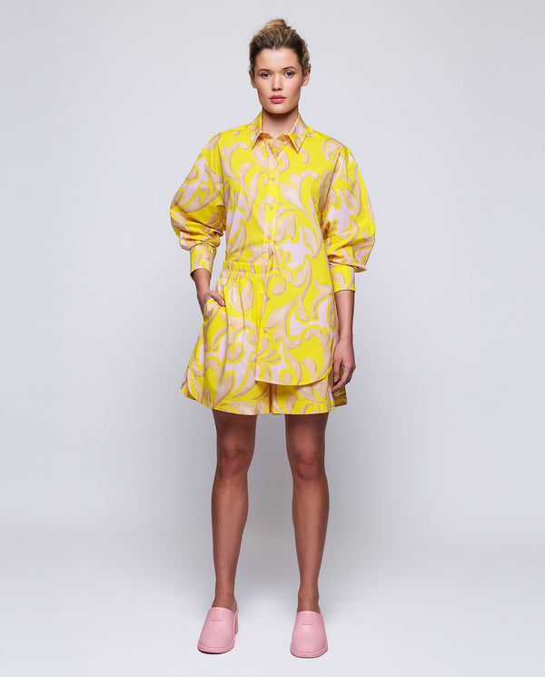 Yellow ornamental print  shirt by MIRTO