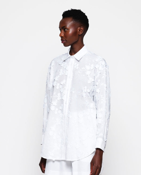 White floral fil a coupé embroideries shirt by MIR