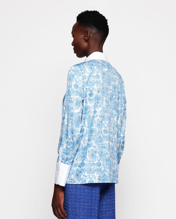 Blue ceramic print shirt by MIRTO