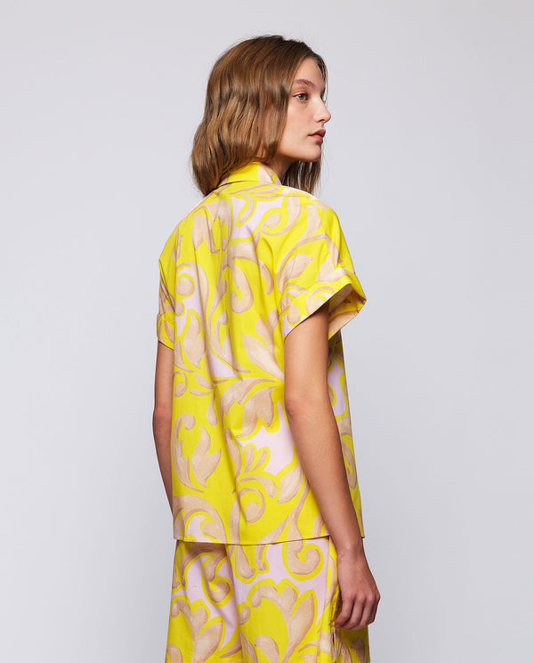 Yellow print short sleeved shirt by MIRTO