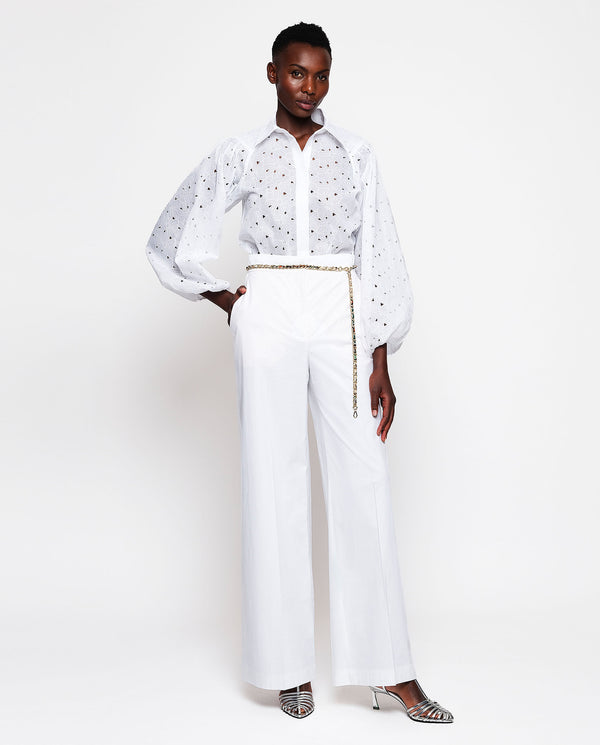 Embroidered cotton organza white shirt by MIRTO