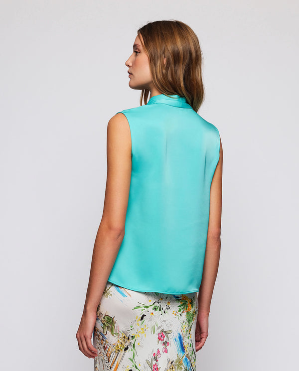 Turquoise sleeveless fluid top by MIRTO