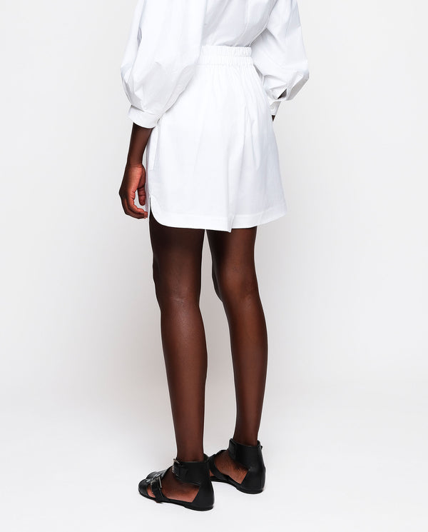 White stretch cotton shorts by MIRTO