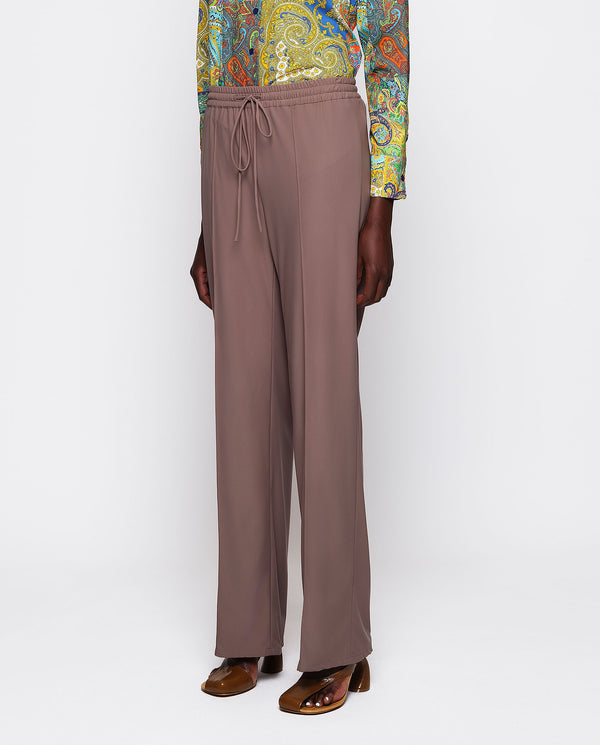 Brown technical stretch fabric trousers by MIRTO