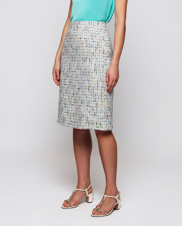 Falda midi multicolor de tweed by MIRTO