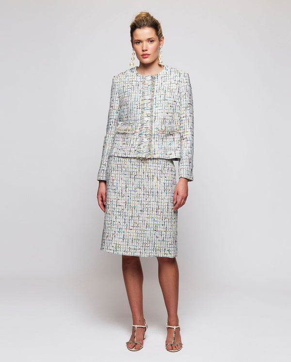 Falda midi multicolor de tweed by MIRTO