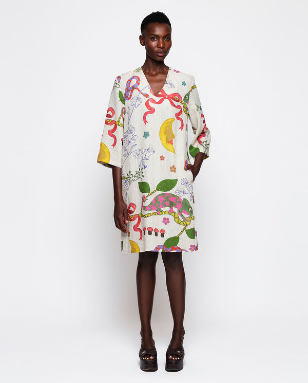 Figurative print short dress by MIRTO