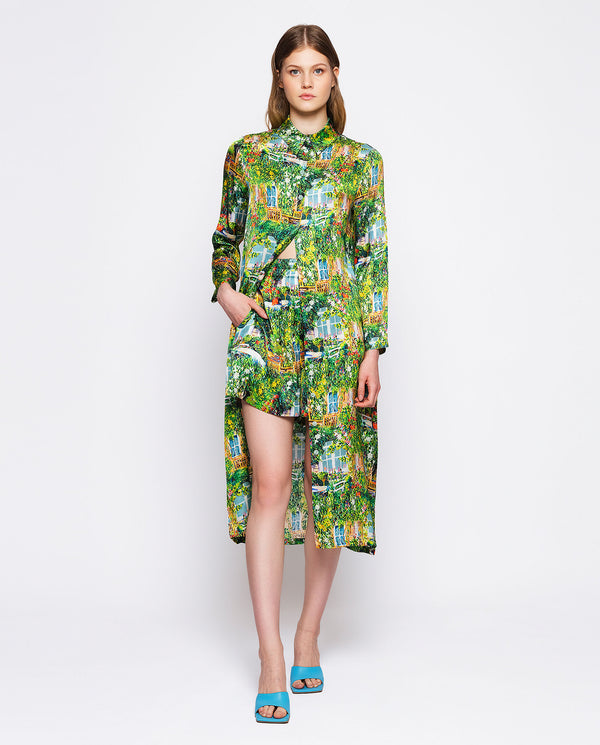 Green pictorial print midi-dress by MIRTO