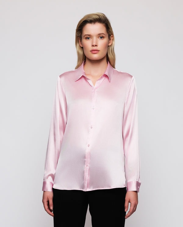 Pink stretch silk blouse