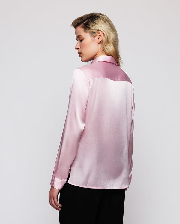 Pink stretch silk blouse