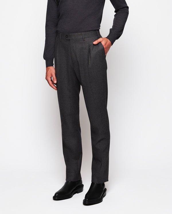 Gray flannel dress trousers