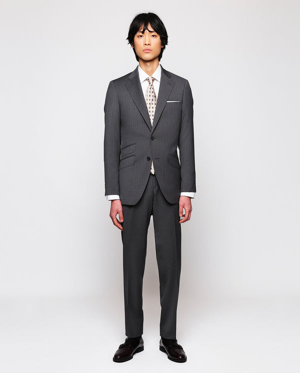 Medium gray wool pin stripe suit