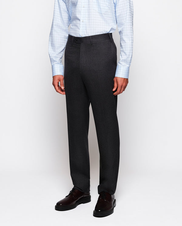 Regular fit medium gray wool trousers