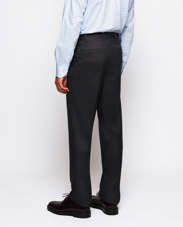 Regular fit medium gray wool trousers