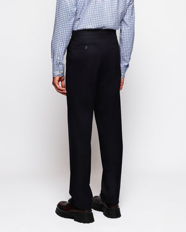 Regular fit navy blue wool trousers