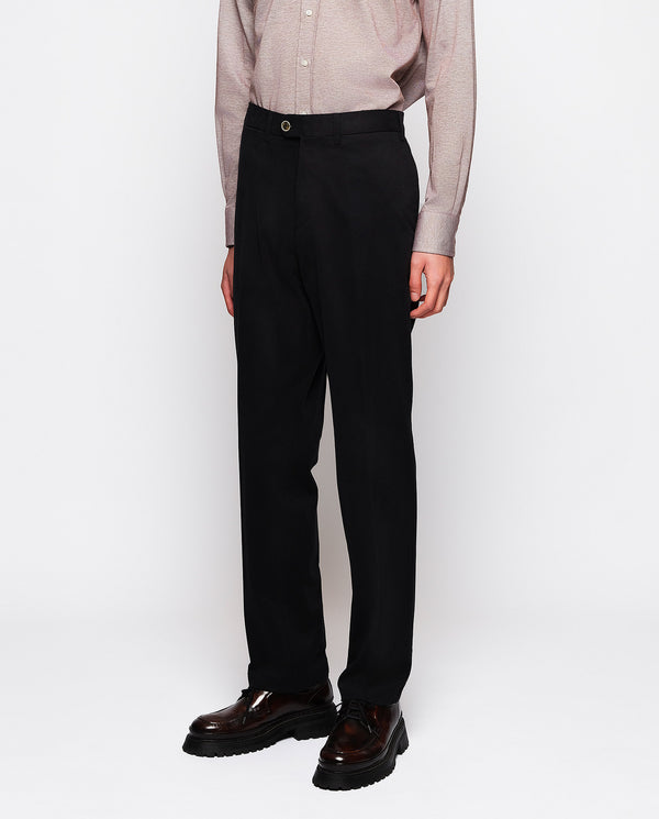 Black strech-cotton casual trousers