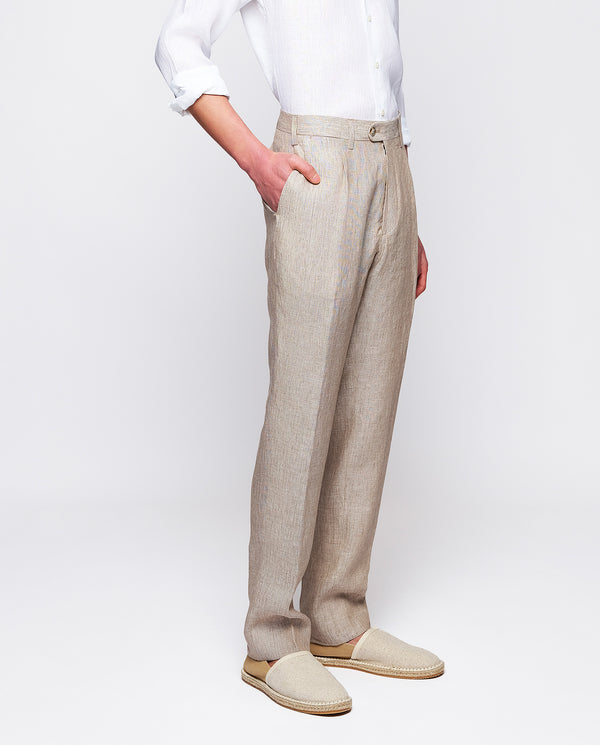Beige linen dress trousers by MIRTO