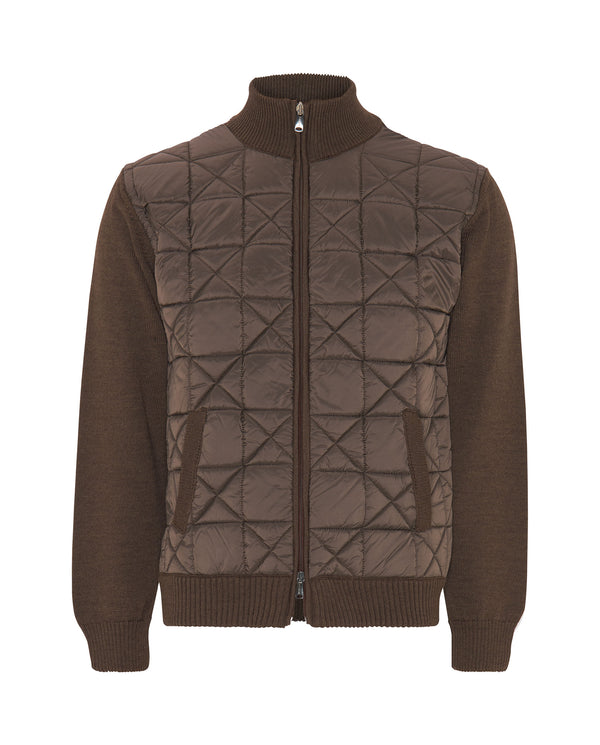 Brown Wool quilted cardigan by MIRTO