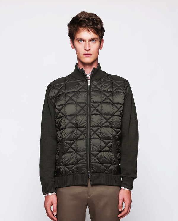 Kaki Wool quilted cardigan