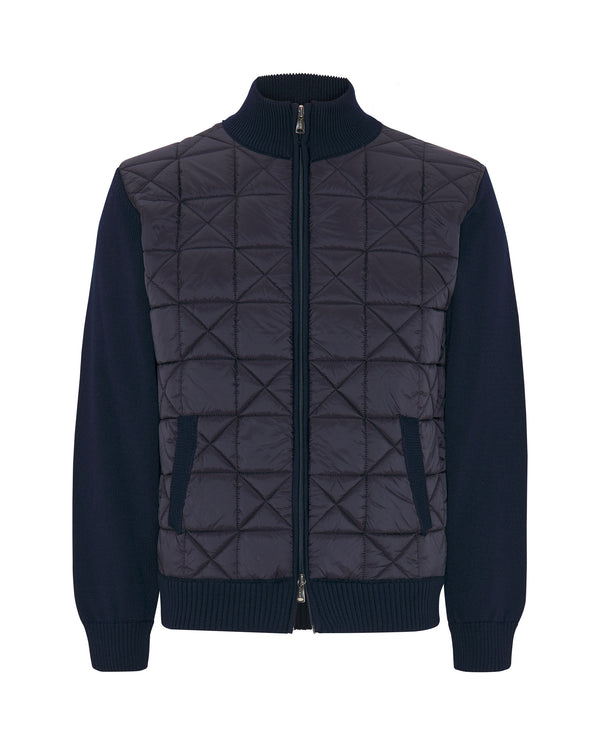 Navy blue Wool quilted cardigan by MIRTO